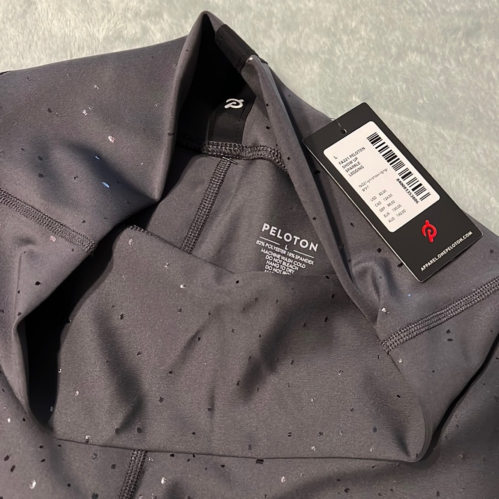 Women’s NWT Peloton size L Dark Grey Show Up Sparkle Leggings